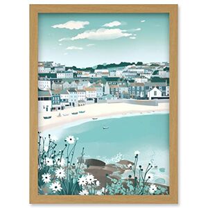 Artery8 St Ives Bay Daisies Soft Pastel Coastal Cityscape Artwork Framed Wall Art Print A4 Artery8 St Ives Bay Daisies Soft Pastel Coastal Cityscape Artwork Framed Wall Art Print A4