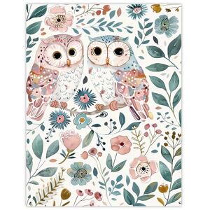 Artery8 Cute Owl Couple Pastel Colour Floral Watercolour Living Room Extra Large XL Wall Art Poster Print Artery8 Cute Owl Couple Pastel Colour Floral Watercolour Living Room Extra Large XL Wall Art Poster Print