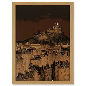 Artery8 Edinburgh Castle Over Old Town Cityscape at Night Artwork Framed A3 Wall Art Print Artery8 Edinburgh Castle Over Old Town Cityscape at Night Artwork Framed A3 Wall Art Print