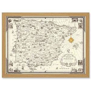Artery8 Vintage Map Ernest Dudley Chase 1935 Spain Portugal Pictorial Artwork Framed Wall Art Print A4 Artery8 Vintage Map Ernest Dudley Chase 1935 Spain Portugal Pictorial Artwork Framed Wall Art Print A4