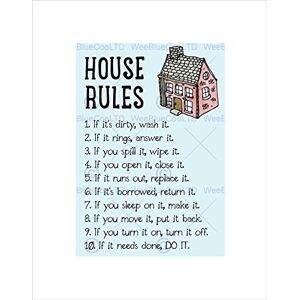 Wee Blue Coo HOUSE RULES HOME INSPIRATION QUOTE BLACK FRAMED ART PRINT PICTURE B12X13721 Wee Blue Coo HOUSE RULES HOME INSPIRATION QUOTE BLACK FRAMED ART PRINT PICTURE B12X13721