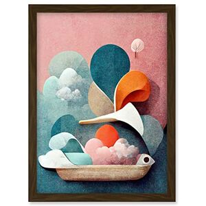Doppelganger33 LTD Modern Boho Abstract Ship In Sky Clouds In Pastel Colours Toilet Artwork Framed A3 Wall Art Print Doppelganger33 LTD Modern Boho Abstract Ship In Sky Clouds In Pastel Colours Toilet Artwork Framed A3 Wall Art Print