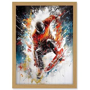 Artery8 Extreme Sports Snowboarding Paint Splat Portrait Artwork Framed A3 Wall Art Print Artery8 Extreme Sports Snowboarding Paint Splat Portrait Artwork Framed A3 Wall Art Print