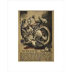 Wee Blue Coo WAR WWI START KAISER WILHELM II GEORGE DRAGON BLACK FRAMED ART PRINT B12X5995 Wee Blue Coo WAR WWI START KAISER WILHELM II GEORGE DRAGON BLACK FRAMED ART PRINT B12X5995