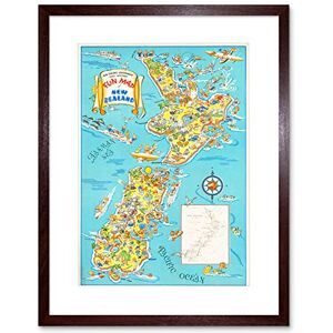 Wee Blue Coo Maps New Zealand Fun North South Island Tourism Picture Framed Wall Art Print Wee Blue Coo Maps New Zealand Fun North South Island Tourism Picture Framed Wall Art Print
