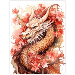 Artery8 Fantasy Dragon Serpent Horned Floral Pink Orange 2024 Chinese Year Of The Dragon Extra Large XL Wall Art Poster Print Artery8 Fantasy Dragon Serpent Horned Floral Pink Orange 2024 Chinese Year Of The Dragon Extra Large XL Wall Art Poster Print