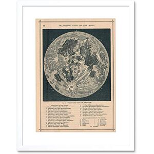 Wee Blue Coo Map Illustrated Antique Telescopic Moon Framed Print Picture F12X368 Wee Blue Coo Map Illustrated Antique Telescopic Moon Framed Print Picture F12X368