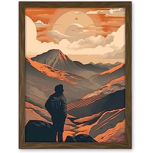 Artery8 Hike to the Top Hiker on Mountain Peak Landscape Artwork Framed Wall Art Print 18X24 Inch Artery8 Hike to the Top Hiker on Mountain Peak Landscape Artwork Framed Wall Art Print 18X24 Inch