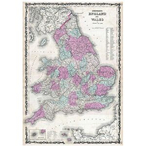 Wee Blue Coo Map 1862 Johnson England Wales Vintage Wall Art Print Wee Blue Coo Map 1862 Johnson England Wales Vintage Wall Art Print