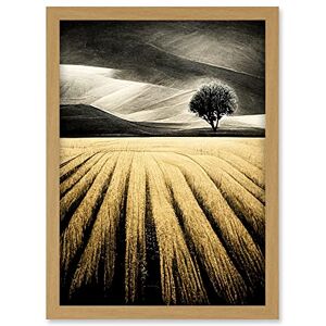 Doppelganger33 LTD Lone Tree In Field Of Golden Wheat Landscape Modern Painting Artwork Framed A3 Wall Art Print Doppelganger33 LTD Lone Tree In Field Of Golden Wheat Landscape Modern Painting Artwork Framed A3 Wall Art Print