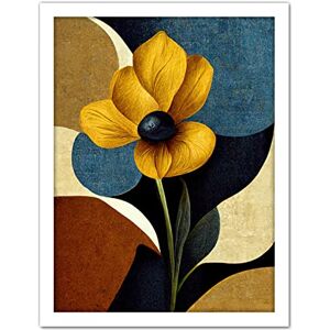 Wee Blue Coo Blue Mustard Ochre Copper Autumnal Abstract Stem Flowers Painting Artwork Framed Wall Art Print 18X24 Inch Wee Blue Coo Blue Mustard Ochre Copper Autumnal Abstract Stem Flowers Painting Artwork Framed Wall Art Print 18X24 Inch