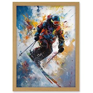 Artery8 Skier Skiing Down Slope Vibrant Splat Art Painting Artwork Framed A3 Wall Art Print Artery8 Skier Skiing Down Slope Vibrant Splat Art Painting Artwork Framed A3 Wall Art Print