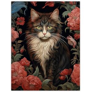 Artery8 Stylish Maine Coon Cat In Pink Flower Garden Floral Design Illustration Artwork Extra Large XL Wall Art Poster Print Artery8 Stylish Maine Coon Cat In Pink Flower Garden Floral Design Illustration Artwork Extra Large XL Wall Art Poster Print