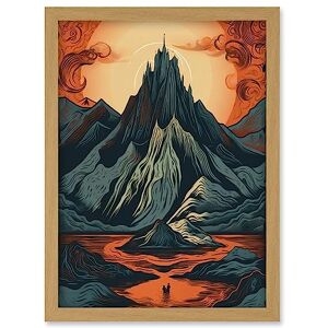 Artery8 Erebor The Lonely Mountain Landscape Illustration Artwork Framed Wall Art Print A4 Artery8 Erebor The Lonely Mountain Landscape Illustration Artwork Framed Wall Art Print A4