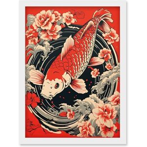 Artery8 Koi Fish Carp Japanese Whirlpool Red Black Floral Illustration Artwork Coy Artwork Framed Wall Art Print A4 Artery8 Koi Fish Carp Japanese Whirlpool Red Black Floral Illustration Artwork Coy Artwork Framed Wall Art Print A4