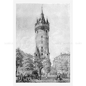 Wee Blue Coo Painting City Frankfurt Becker Eschenheimer Tower Wall Art Print Wee Blue Coo Painting City Frankfurt Becker Eschenheimer Tower Wall Art Print