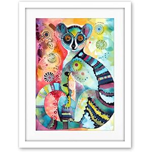 Artery8 Striped Ring-Tailed Lemur Multicoloured Folk Art Watercolour Painting Artwork Framed Wall Art Print 18X24 Inch Artery8 Striped Ring-Tailed Lemur Multicoloured Folk Art Watercolour Painting Artwork Framed Wall Art Print 18X24 Inch