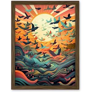Artery8 Flock of Birds Flying at Sunrise Modern Folk Art Artwork Framed Wall Art Print 18X24 Inch Artery8 Flock of Birds Flying at Sunrise Modern Folk Art Artwork Framed Wall Art Print 18X24 Inch
