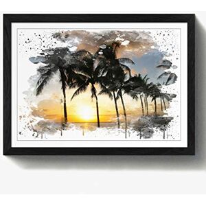 Arty Pie Framed Print Black A2 (24.5x18 Inch) Seascape Hawaii Sunset Palm Trees V3, Wood, Multi-Colour, 60 x 42 x 2 cm Arty Pie Framed Print Black A2 (24.5x18 Inch) Seascape Hawaii Sunset Palm Trees V3, Wood, Multi-Colour, 60 x 42 x 2 cm