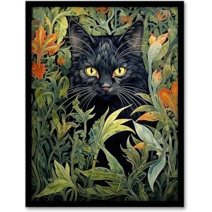 Artery8 Black Cat Hiding In Flower Field Modern William Morris Style Painting Orange Green Spring Bloom Animal Portrait Artwork Framed Wall Art Print 18X24 Inch Artery8 Black Cat Hiding In Flower Field Modern William Morris Style Painting Orange Green Spring Bloom Animal Portrait Artwork Framed Wall Art Print 18X24 Inch