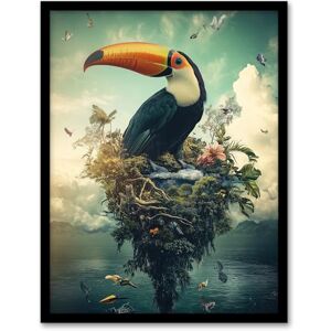 Artery8 Surreal Fantasy Toucan Bird Nature Retreat Living Room Artwork Framed Wall Art Print 18X24 Inch Artery8 Surreal Fantasy Toucan Bird Nature Retreat Living Room Artwork Framed Wall Art Print 18X24 Inch