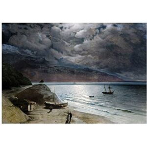 Wee Blue Coo Painting Landscape Seascape Aivazovsky Night At Gurzov Wall Art Print Wee Blue Coo Painting Landscape Seascape Aivazovsky Night At Gurzov Wall Art Print