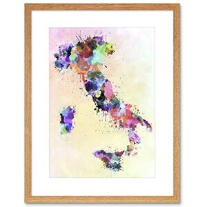 Wee Blue Coo Map Painting Italy Sardinia Sicily Paint Splash Colour Framed Wall Art Print Wee Blue Coo Map Painting Italy Sardinia Sicily Paint Splash Colour Framed Wall Art Print