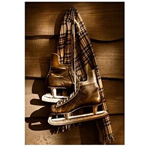 Wee Blue Coo Sport Photo Vintage Old Ice Hockey Skates Sepia Wall Art Print Wee Blue Coo Sport Photo Vintage Old Ice Hockey Skates Sepia Wall Art Print