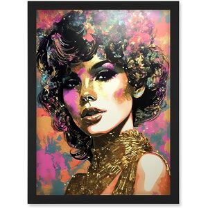 Artery8 Young Woman Gold Glam Glitter Sparkle Aesthetic Splat Paint Portrait Teen Room Artwork Framed Wall Art Print A4 Artery8 Young Woman Gold Glam Glitter Sparkle Aesthetic Splat Paint Portrait Teen Room Artwork Framed Wall Art Print A4