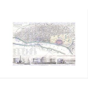 Wee Blue Coo Map Illustrated Antique Sduk Calcutta Wall Art Print Wee Blue Coo Map Illustrated Antique Sduk Calcutta Wall Art Print