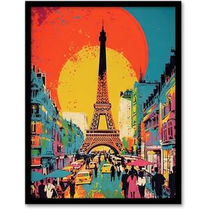 Artery8 Eiffel Tower Sunset Vibrant Painting Busy Paris Street Pedestrians Walking To Monument Artwork Framed Wall Art Print A4 Artery8 Eiffel Tower Sunset Vibrant Painting Busy Paris Street Pedestrians Walking To Monument Artwork Framed Wall Art Print A4