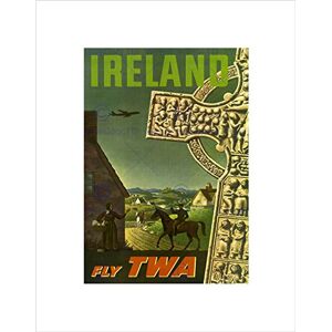 Wee Blue Coo TRAVEL TWA AIRLINE IRELAND CELTIC CROSS RURAL VINTAGE ADVERT ART PRINT B12X1744 Wee Blue Coo TRAVEL TWA AIRLINE IRELAND CELTIC CROSS RURAL VINTAGE ADVERT ART PRINT B12X1744