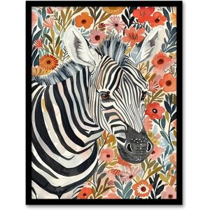 Artery8 Zebra in Wildflower Meadow Floral Watercolour Living Room Artwork Framed Wall Art Print A4 Artery8 Zebra in Wildflower Meadow Floral Watercolour Living Room Artwork Framed Wall Art Print A4