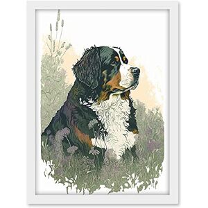 Artery8 Bernese Mountain Dog in Wild Flower Field Watercolour Illustration Artwork Framed A3 Wall Art Print Artery8 Bernese Mountain Dog in Wild Flower Field Watercolour Illustration Artwork Framed A3 Wall Art Print
