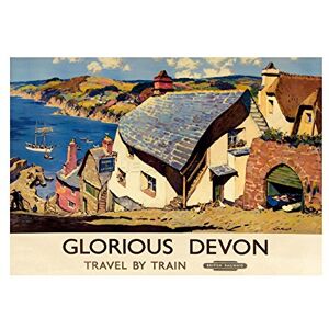 Wee Blue Coo Transport Railway Glorious Devon Village England Picture Wall Art Print Wee Blue Coo Transport Railway Glorious Devon Village England Picture Wall Art Print