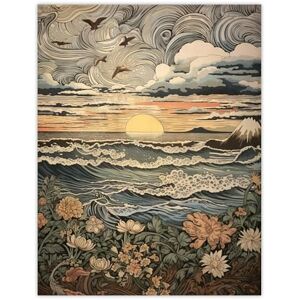 Artery8 Sunset At Turbulent Sea Pastel Colour Painting Autumn Wildflowers On Coastal Shore Landscape Large Wall Art Poster Print Thick Paper 18X24 Inch Artery8 Sunset At Turbulent Sea Pastel Colour Painting Autumn Wildflowers On Coastal Shore Landscape Large Wall Art Poster Print Thick Paper 18X24 Inch