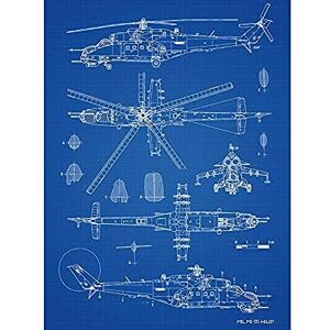 Artery8 Mil MI-35 Hind Helicopter Gunship Blueprint Plan Art Print Canvas Premium Wall Decor Poster Mural Artery8 Mil MI-35 Hind Helicopter Gunship Blueprint Plan Art Print Canvas Premium Wall Decor Poster Mural
