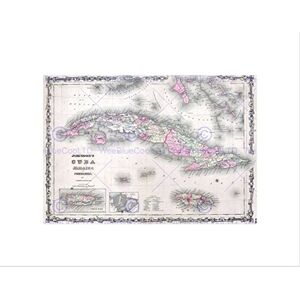 Wee Blue Coo Map Illustrated Antique Johnson Caribbean Wall Art Print Wee Blue Coo Map Illustrated Antique Johnson Caribbean Wall Art Print