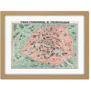 Wee Blue Coo Robelin Paris Monument Map French Artwork Framed Wall Art Print 18X24 Inch Wee Blue Coo Robelin Paris Monument Map French Artwork Framed Wall Art Print 18X24 Inch