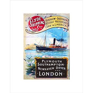 Wee Blue Coo TRAVEL CLYDE SHIPPING UK BRITAIN STEAM SHIP VINTAGE ADVERT FRAMED PRINT B12X1545 Wee Blue Coo TRAVEL CLYDE SHIPPING UK BRITAIN STEAM SHIP VINTAGE ADVERT FRAMED PRINT B12X1545