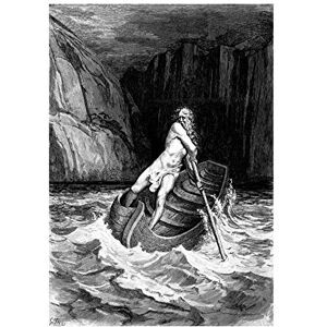 Wee Blue Coo Painting Book Illustration Dore Charon Dante Divine Comedy Wall Art Print Wee Blue Coo Painting Book Illustration Dore Charon Dante Divine Comedy Wall Art Print