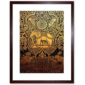 Wee Blue Coo Painting Ornate Abstract Thailand Elephant Framed Wall Art Print Wee Blue Coo Painting Ornate Abstract Thailand Elephant Framed Wall Art Print