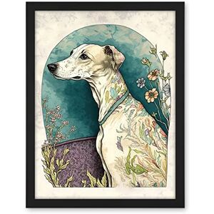 Artery8 Whippet Dog with Flowers Modern Multicoloured Watercolour Illustration Artwork Framed Wall Art Print 18X24 Inch Artery8 Whippet Dog with Flowers Modern Multicoloured Watercolour Illustration Artwork Framed Wall Art Print 18X24 Inch
