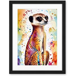 Artery8 Meerkat With Multicolour Pattern Fur Folk Art Watercolour Painting Artwork Framed Wall Art Print 18X24 Inch Artery8 Meerkat With Multicolour Pattern Fur Folk Art Watercolour Painting Artwork Framed Wall Art Print 18X24 Inch