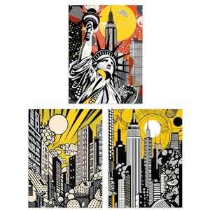Artery8 Set of 3 New York City Pop Art Cityscape Artwork Yellow Orange Statue of Liberty Skyscrapers Sunrise Unframed Wall Art Living Room Poster Prints Pack Artery8 Set of 3 New York City Pop Art Cityscape Artwork Yellow Orange Statue of Liberty Skyscrapers Sunrise Unframed Wall Art Living Room Poster Prints Pack