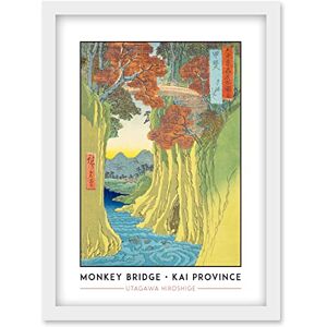Wee Blue Coo Monkey Bridge Kai Province Utagawa Hiroshige Japanese Woodblock Classic Collection Artwork Framed Wall Art Print A4 Wee Blue Coo Monkey Bridge Kai Province Utagawa Hiroshige Japanese Woodblock Classic Collection Artwork Framed Wall Art Print A4