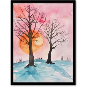 Artery8 Two Trees Misty Sunset Winter Snow Landscape Living Room Artwork Framed Wall Art Print A4 Artery8 Two Trees Misty Sunset Winter Snow Landscape Living Room Artwork Framed Wall Art Print A4