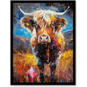 Artery8 Highland Cow Scottish Hairy Coo Paint Splat For Living Room Artwork Framed Wall Art Print A4 Artery8 Highland Cow Scottish Hairy Coo Paint Splat For Living Room Artwork Framed Wall Art Print A4