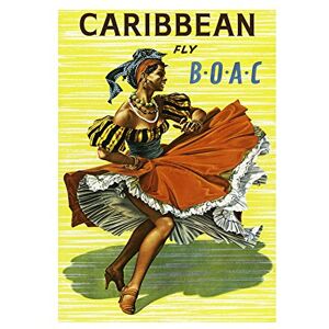 Wee Blue Coo Travel Boac Airline Caribbean Flamenco Dancer USA Advert Wall Art Print Wee Blue Coo Travel Boac Airline Caribbean Flamenco Dancer USA Advert Wall Art Print