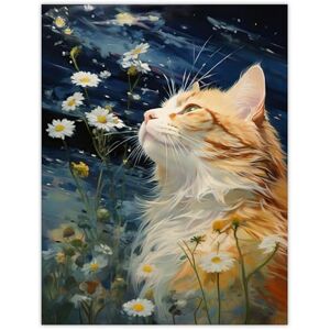 Artery8 Moonlit Cat In Daisy Meadow Norwegian Forest Cat Oil Painting Large Wall Art Poster Print Thick Paper 18X24 Inch Artery8 Moonlit Cat In Daisy Meadow Norwegian Forest Cat Oil Painting Large Wall Art Poster Print Thick Paper 18X24 Inch